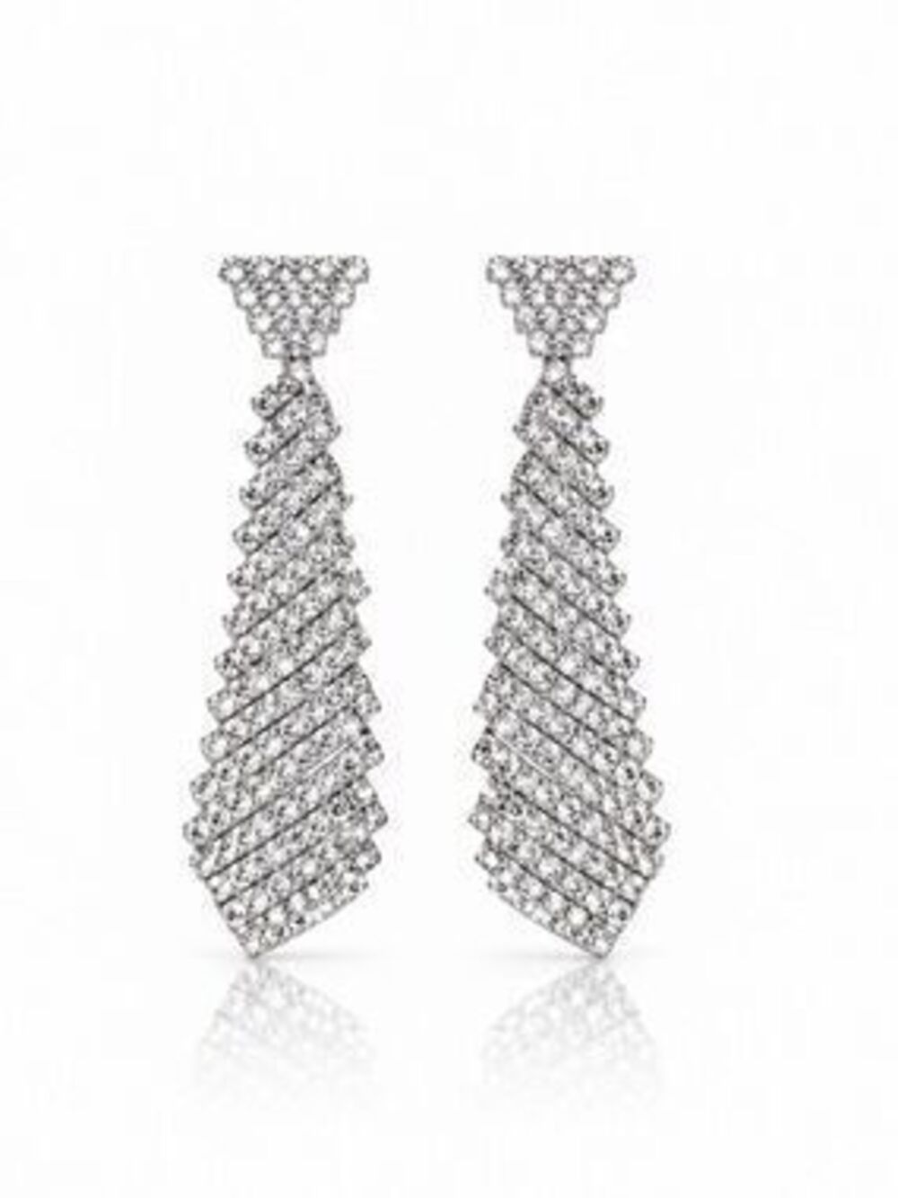 Silver Rhinestone Draped Tassel Drop Earrings - Elegant Sparkle